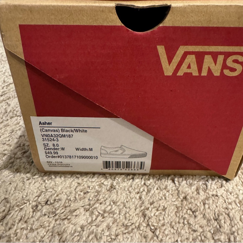 Vans Women's Black and White Slip-On Sneakers - Picture 2 of 5